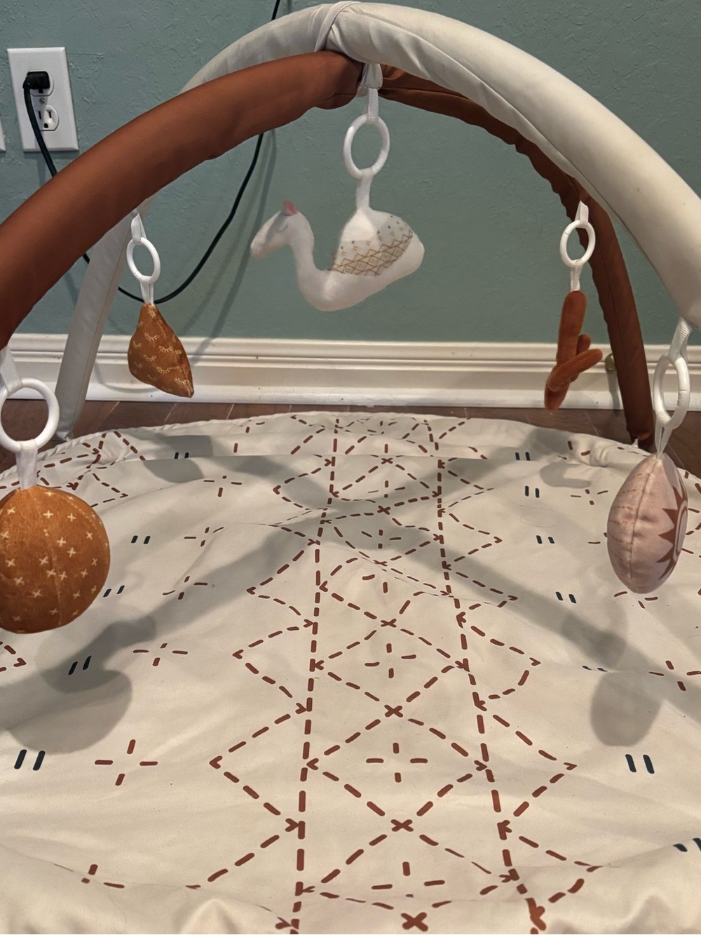 Neutral Cream and Brown Baby Play Gym - Soft Hanging Toys